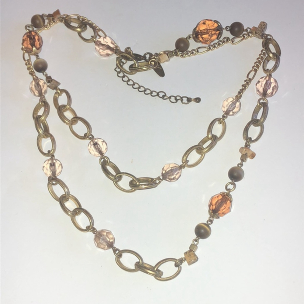 NY Brand Gold Tone Beaded Long Boho Wrap Necklace